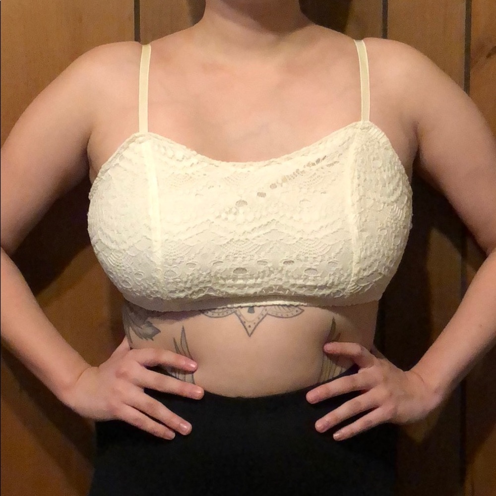 Cream Volcom Lace Crop Top